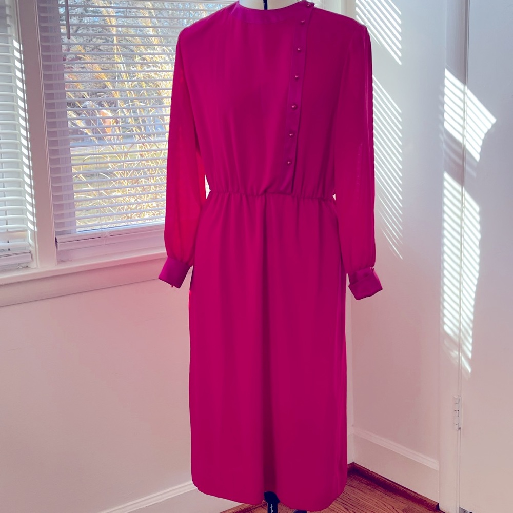 Vintage Long Sleeved Raspberry Dress